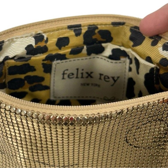 Felix Rey gold mesh heart lips kiss love clutch